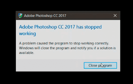 Adobe Photoshop CC 2017 has stopped working.