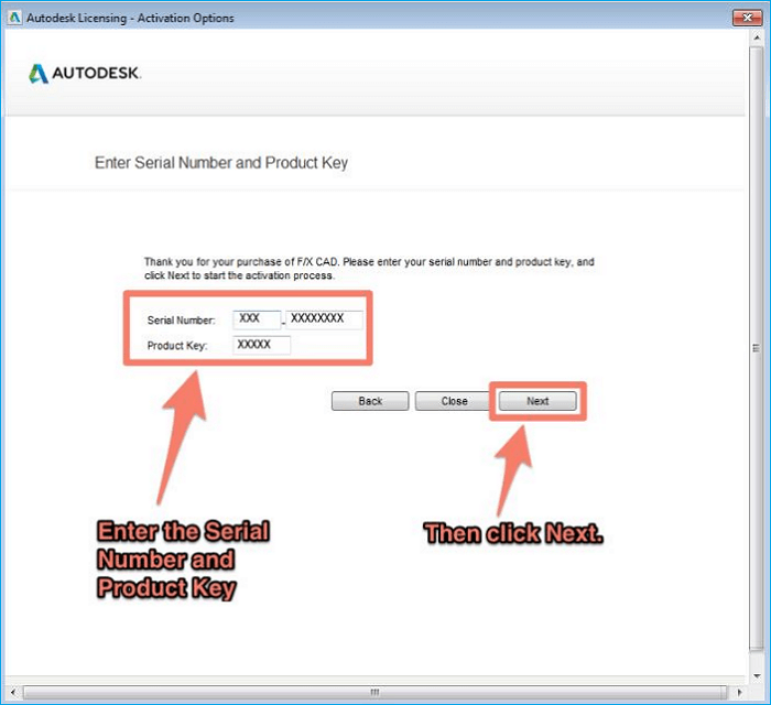 autodesk survey product key from installation media