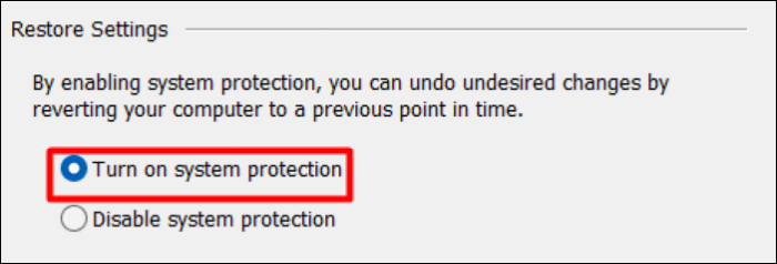 turn off system  protection