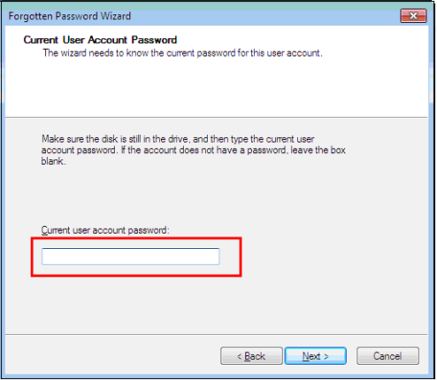 provide current user account password and hit next