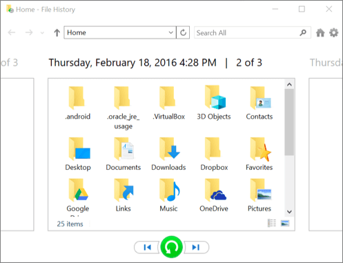 Restore lost files after reisntalling Windows from File History backup