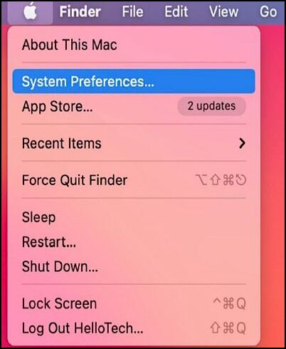 open the system preference option from the apply button
