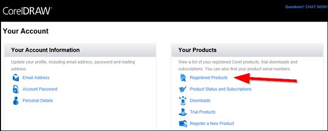 go to registered products in coreldraw