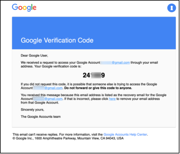 google verification code