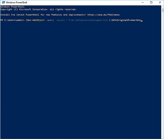 enter the powershell command