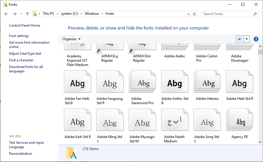 Fonts are missing in Windows 10 Creator.