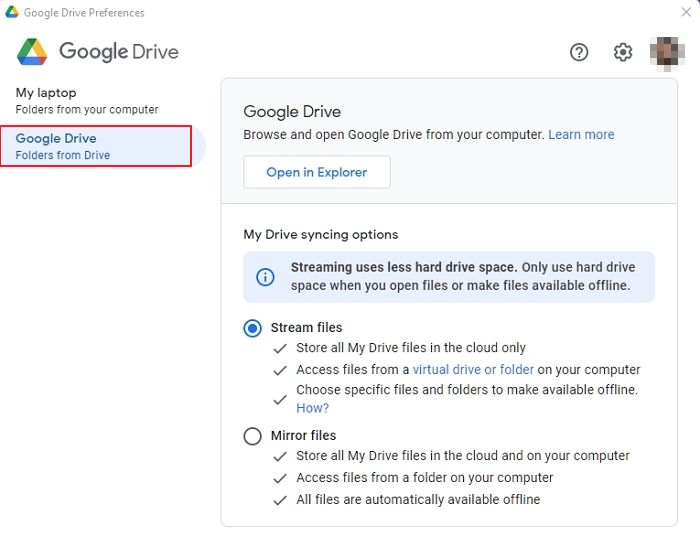 turn on Google Drive Sync