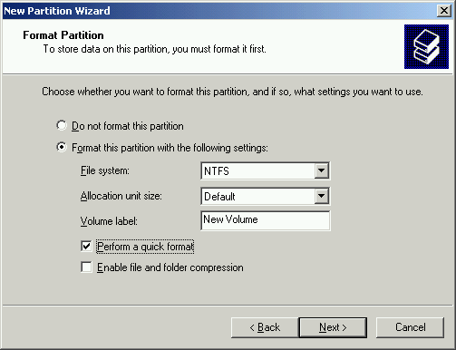 Set file system to new partition