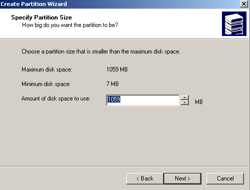 set new partition size