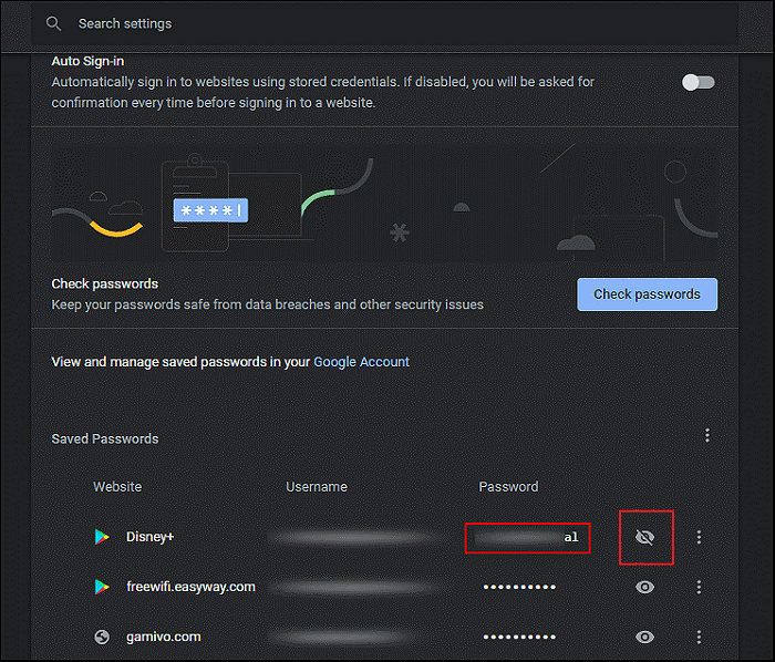view saved passwords on chrome
