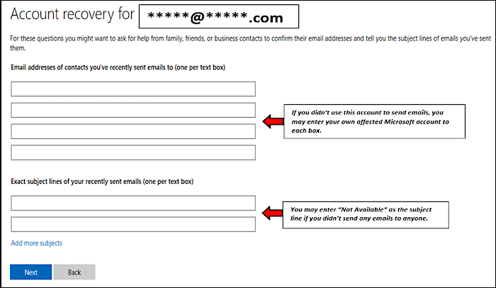 microsft recovery form