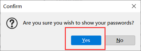 choose yes to show passwords