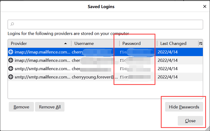 view password and hide passwords