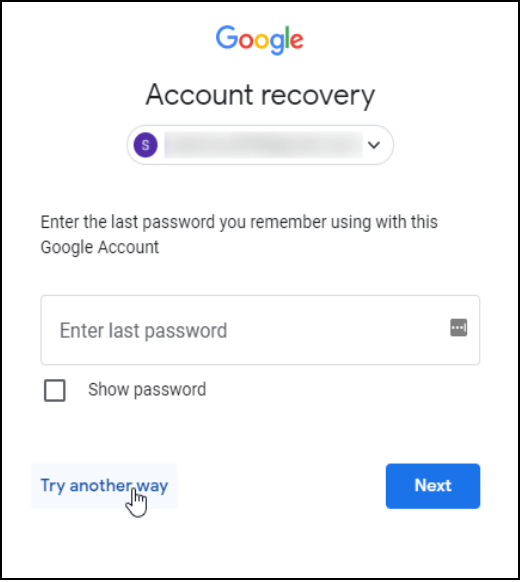 try another way to reset gmai password