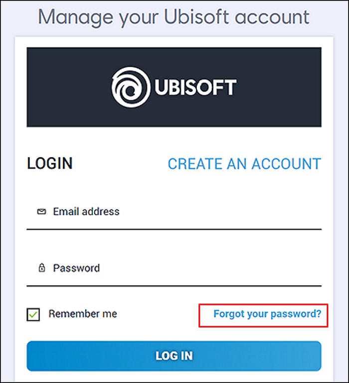 select forgot your password on the ubisoft login page