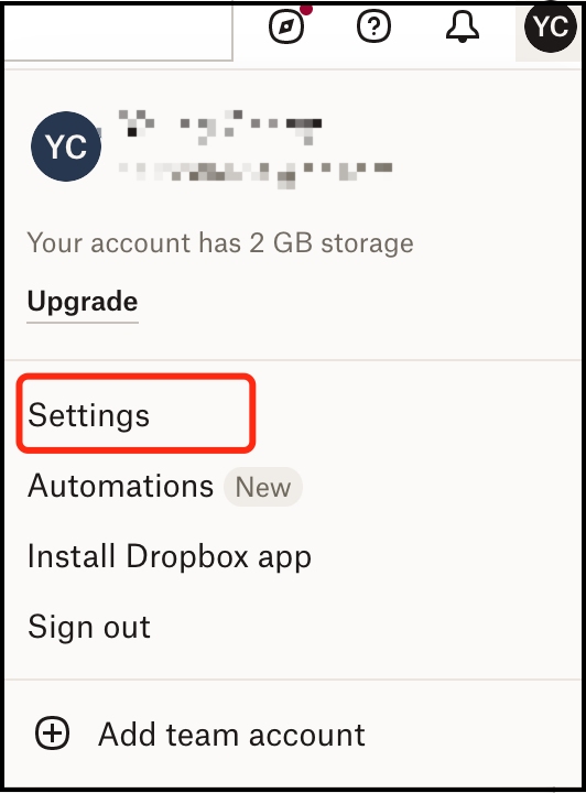 reset your dropbox id