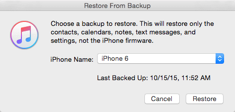 Retrieve contacts from iTunes backup