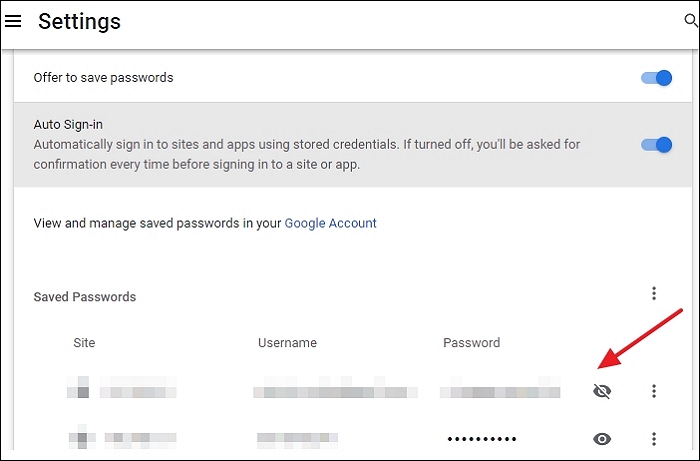 reveal password in chrome