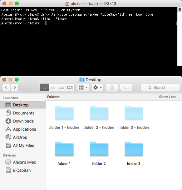 Show hidden files on Mac with Terminal.
