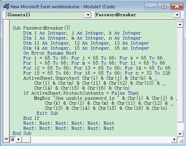 Unlock Excel file without password.