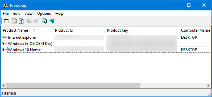 recover the product keys using portable windows product key finder produkey