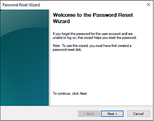 use password reset wizard