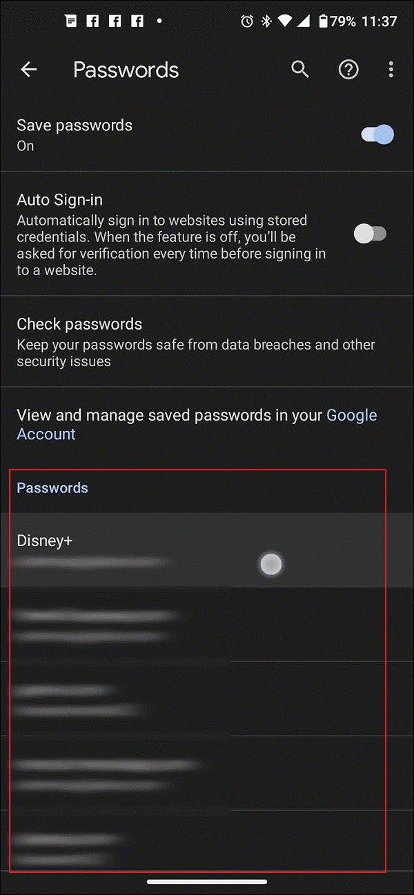 view saved passwords on android and ios