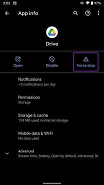force stop google drive