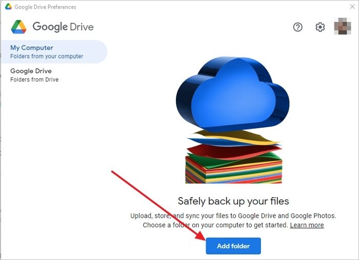 add folder to google drive