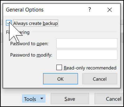 click always create backup