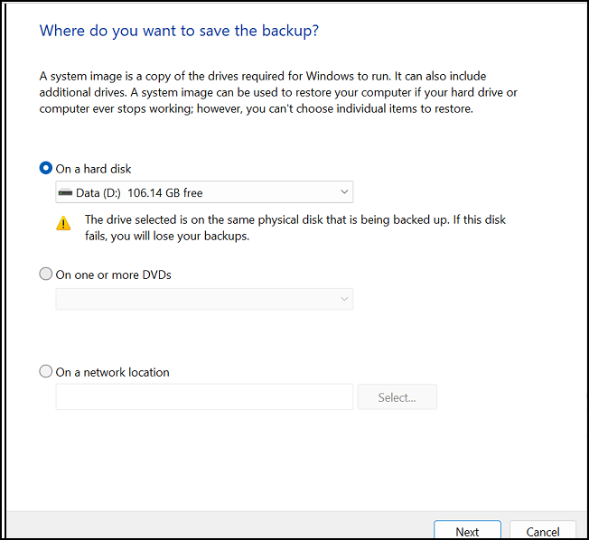 Backup and Restore in later Windows