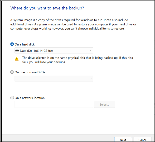 windows backup and restore