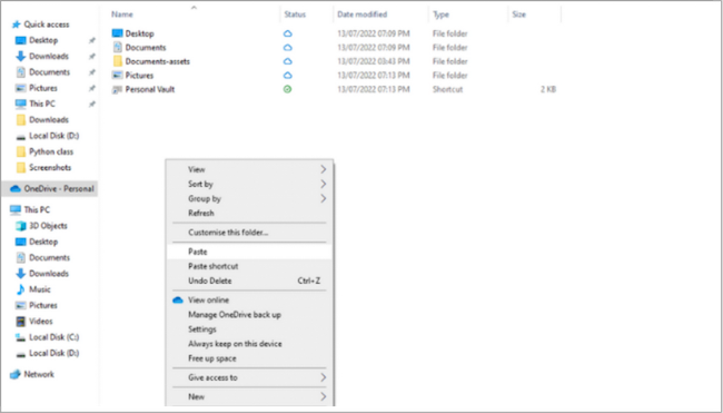 backup c drive files to OneDrive with File Explorer - Step2