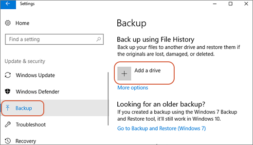 Backup via File History