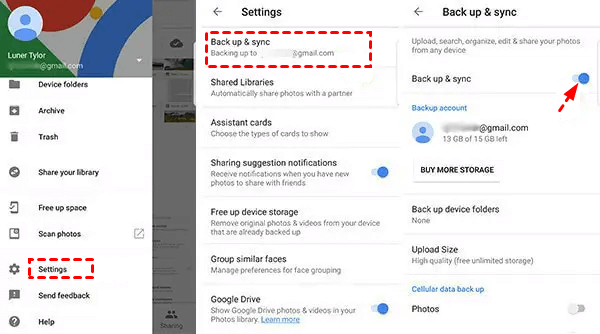 Check Google Backup Settings