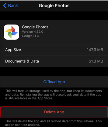 clear Google storage for iOS