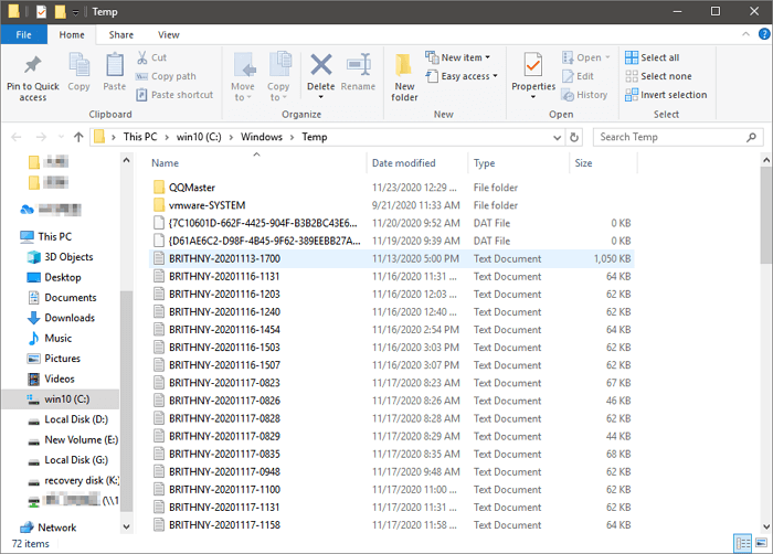 delete temp files to fix windows 10 freezing after update