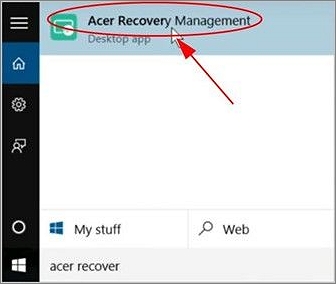 click on acer recovery management