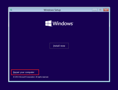 Find the Repair your computer option