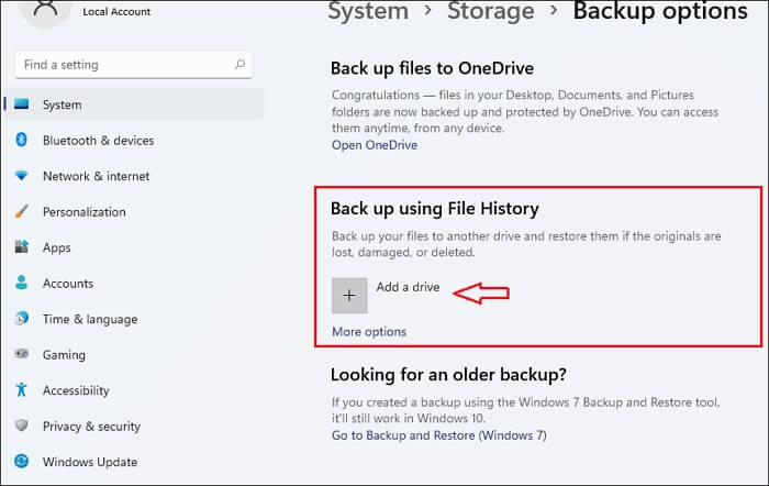 how to use file history step 1