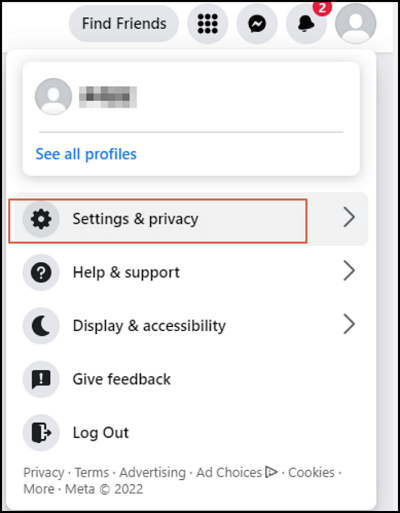 click settings & privacy