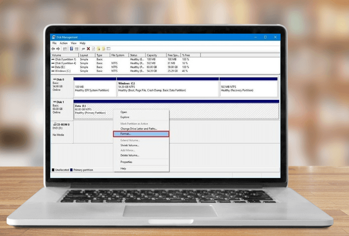 Format the external usb drive with ntfs or exfat format