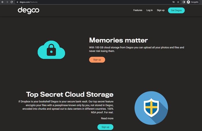 Degoo Cloud Storage Service