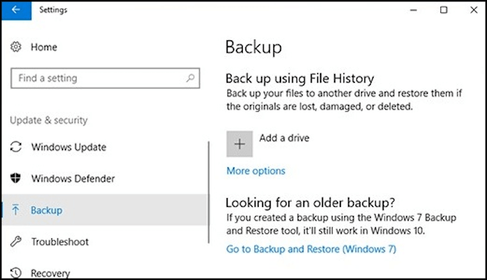 Open backup from settings