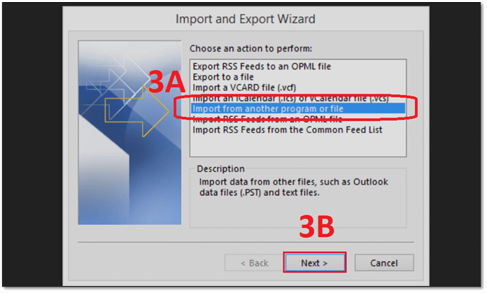 click on import from another program or file