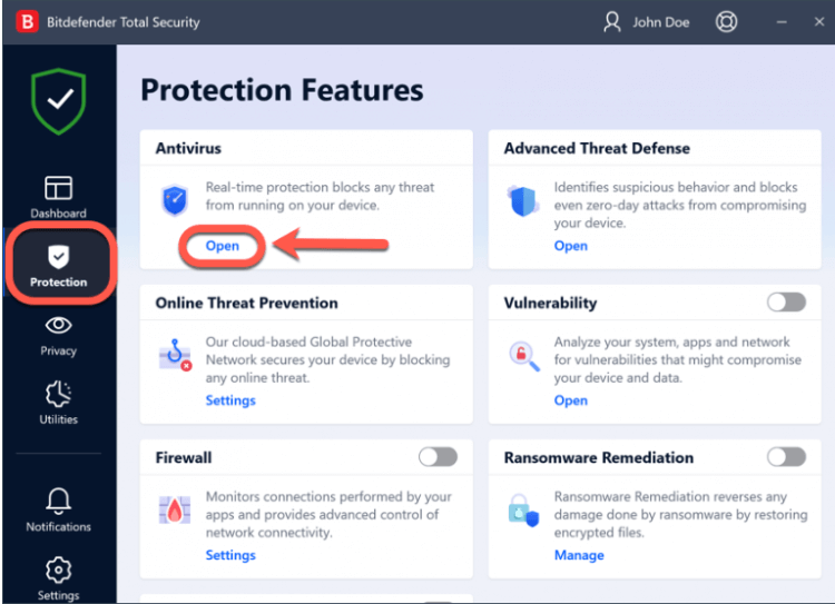 open protection features