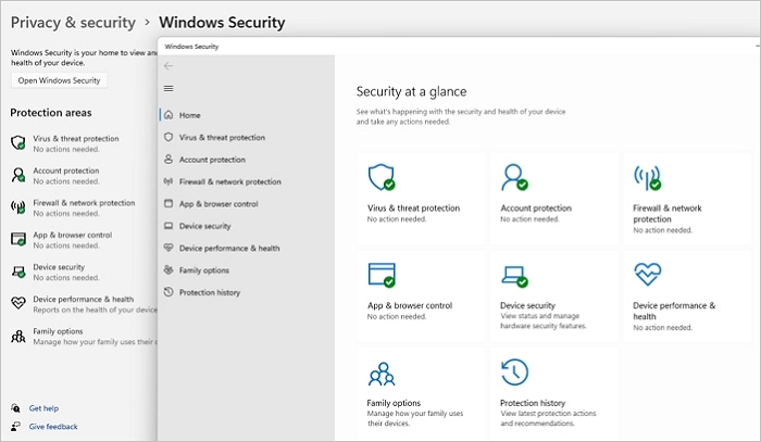Open Windows security settings