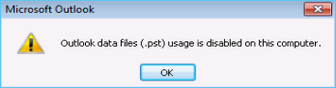 outlook data files pst usage is disabled on this computer