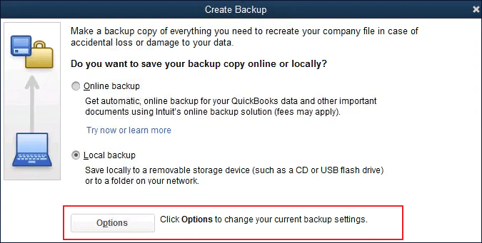 QuickBooks local backup