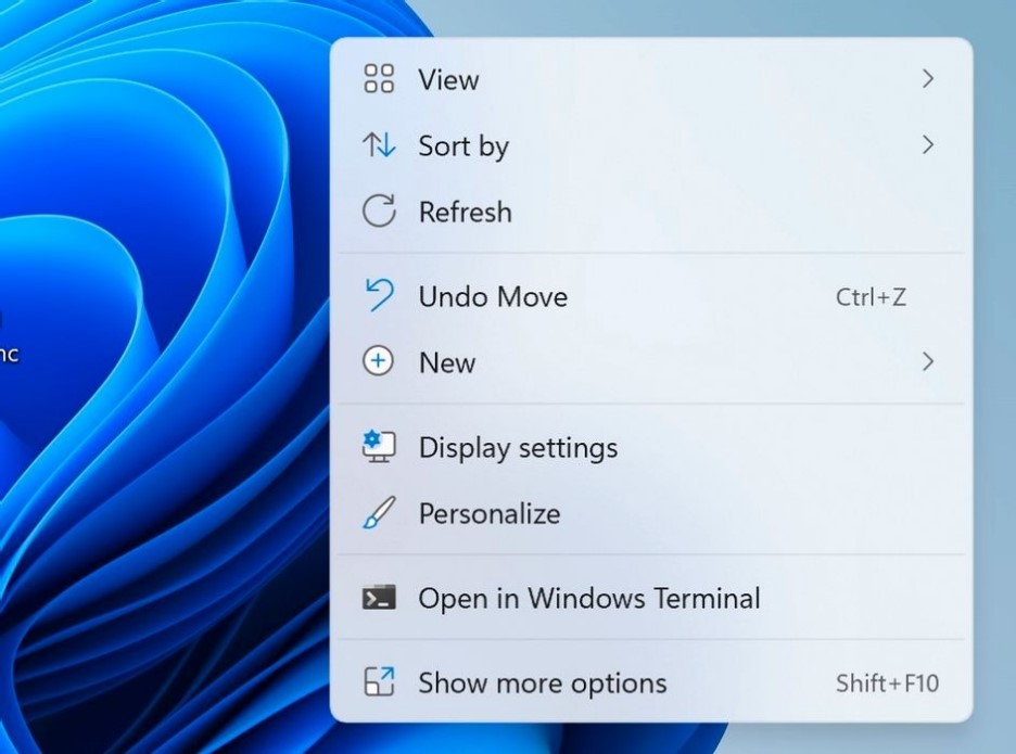 refresh windows 11 through context menu